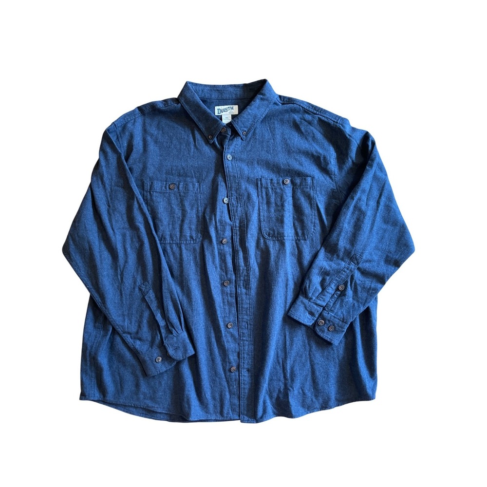 Duluth‎ Trading Mens 3XL Relaxed Fit Cotton Work Button Up Shirt Navy Blue